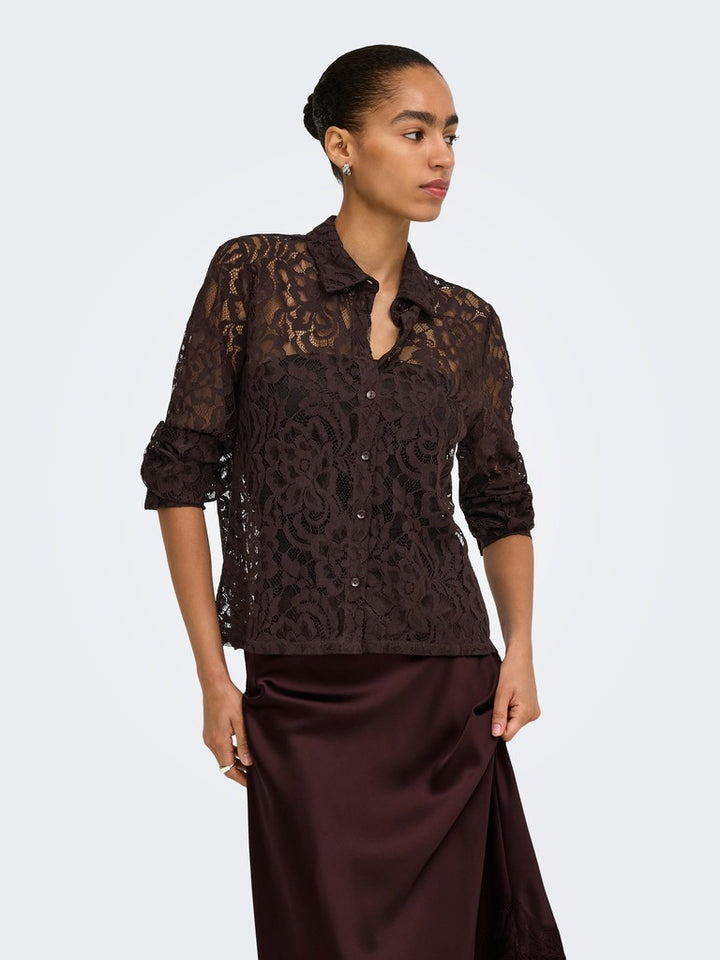 Onlbirun L/s Lace Shirt Wvn - Bruin