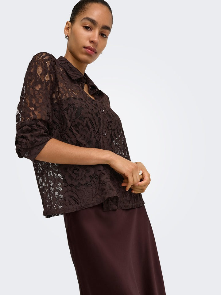 Onlbirun L/s Lace Shirt Wvn - Bruin