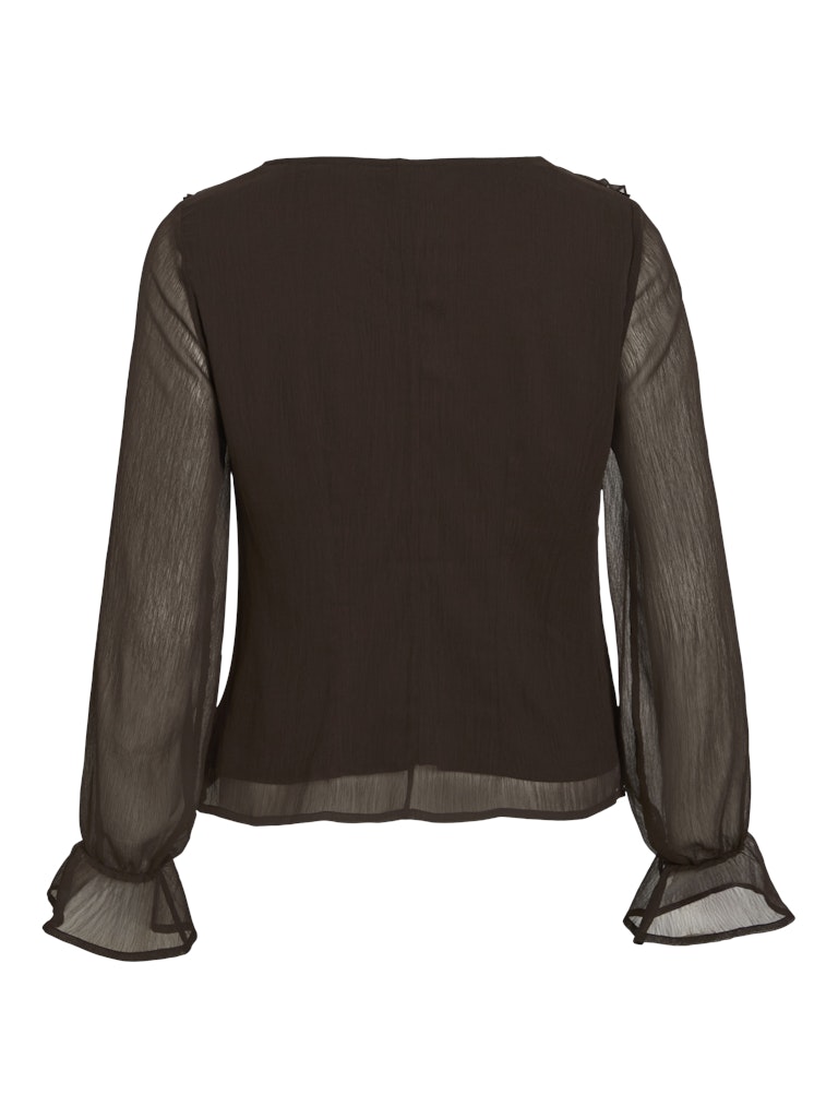 Visilja L/s V-neck Frill Top / #8 - Bruin