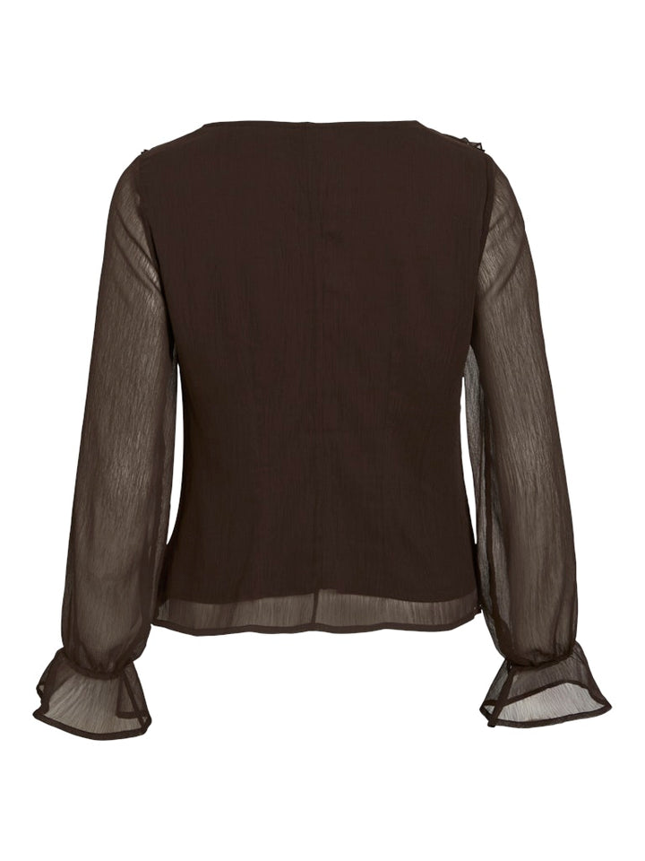 Visilja L/s V-neck Frill Top / #8 - Bruin