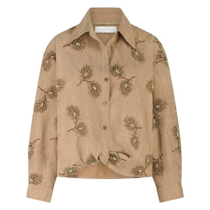 Iris Blouse Embroidery - Camel