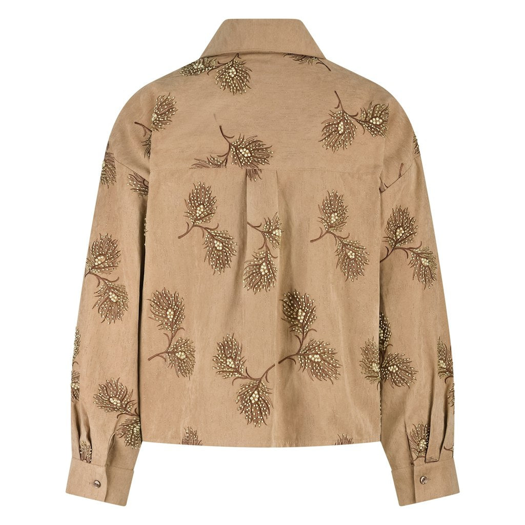 Iris Blouse Embroidery - Camel