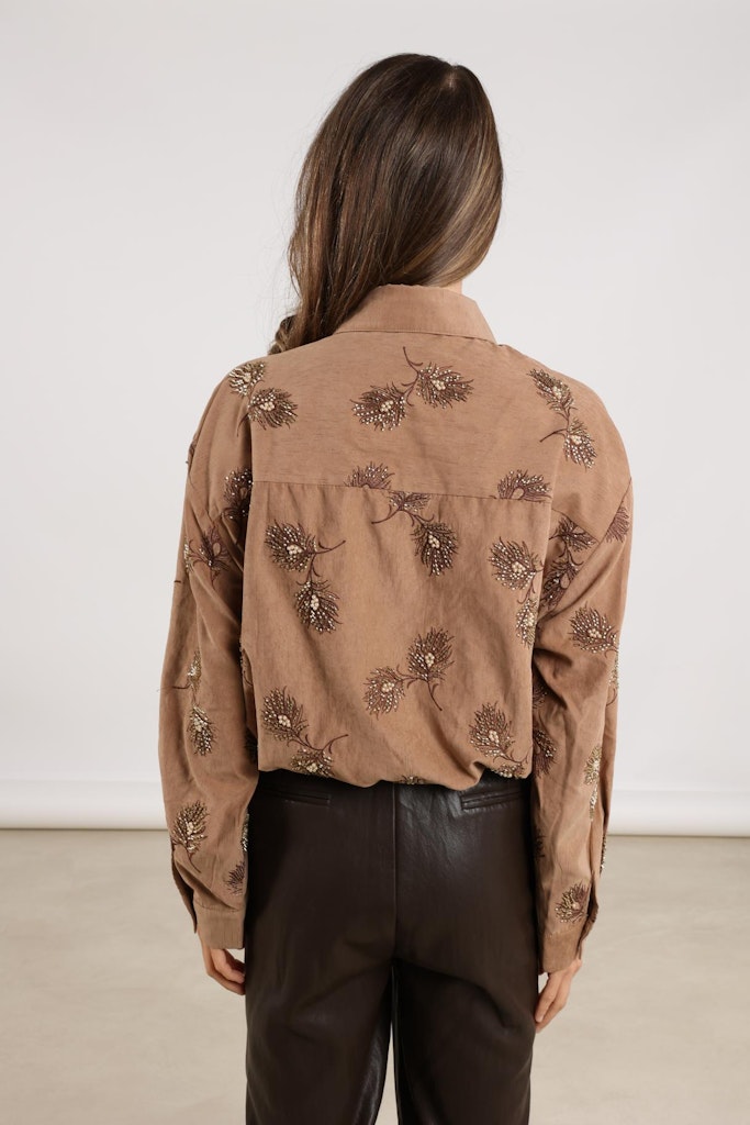 Iris Blouse Embroidery - Camel