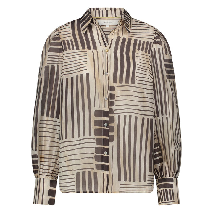 Preston Blouse Stripes - Bruin Dessin