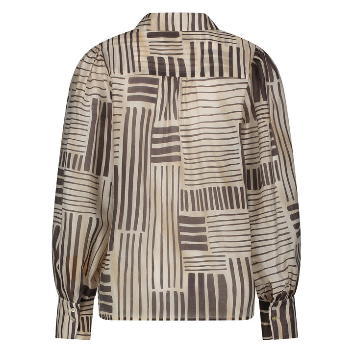 Preston Blouse Stripes - Bruin Dessin