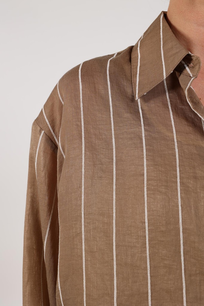 Iris Blouse Stripe - Bruin Dessin