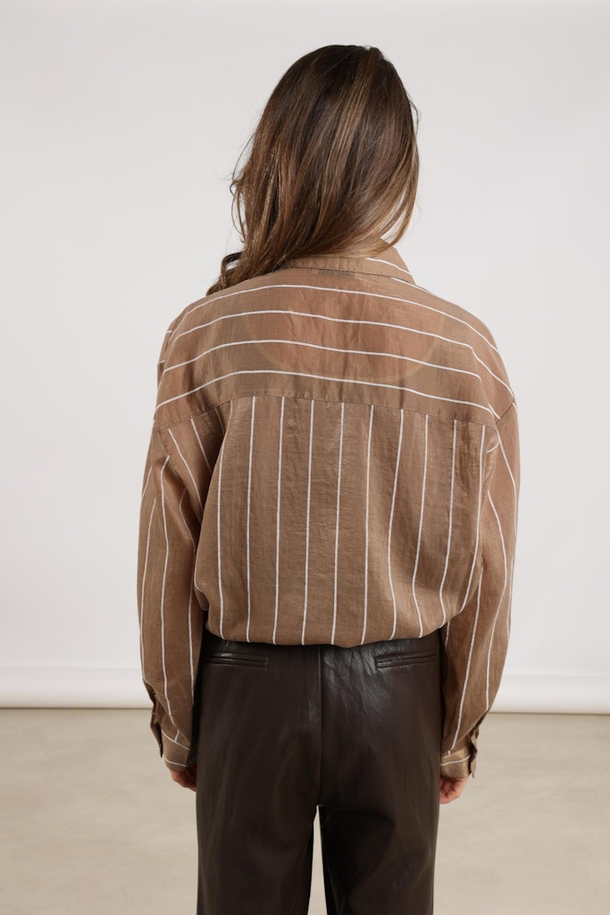 Iris Blouse Stripe - Bruin Dessin