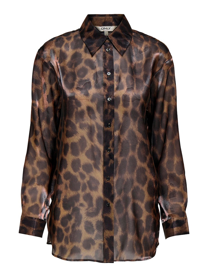 Onlstella Life Ls Loose Shirt Wvn - Bruin Dessin