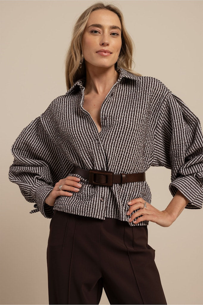 Ivara Structure Blouse - Bruin Dessin