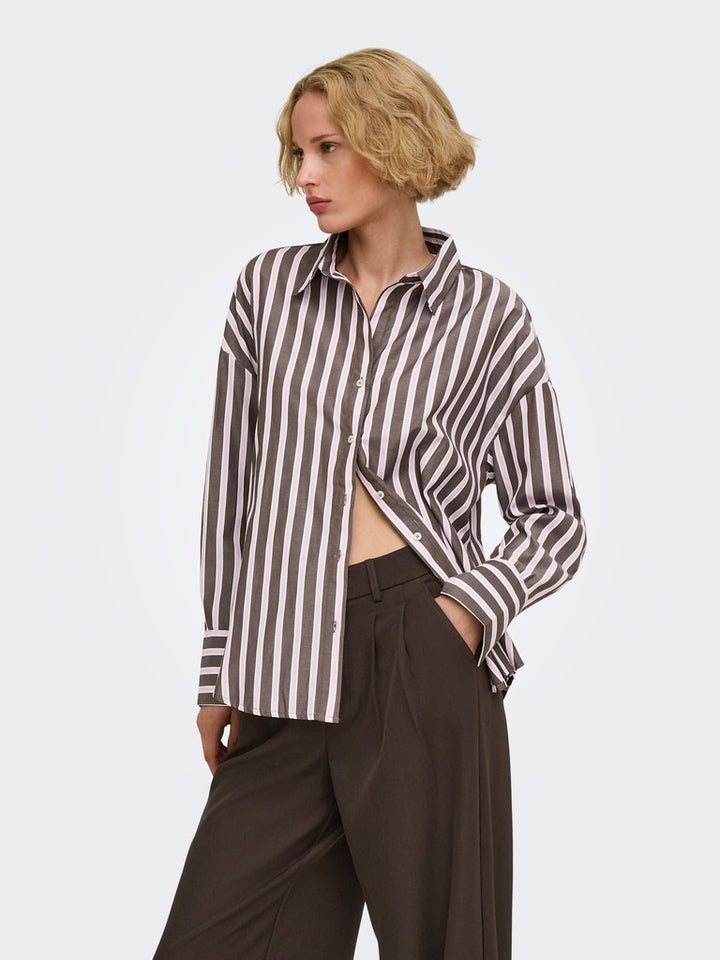 Onloregon Alva Ls Reg Shirt Noos Wvn - Bruin Dessin