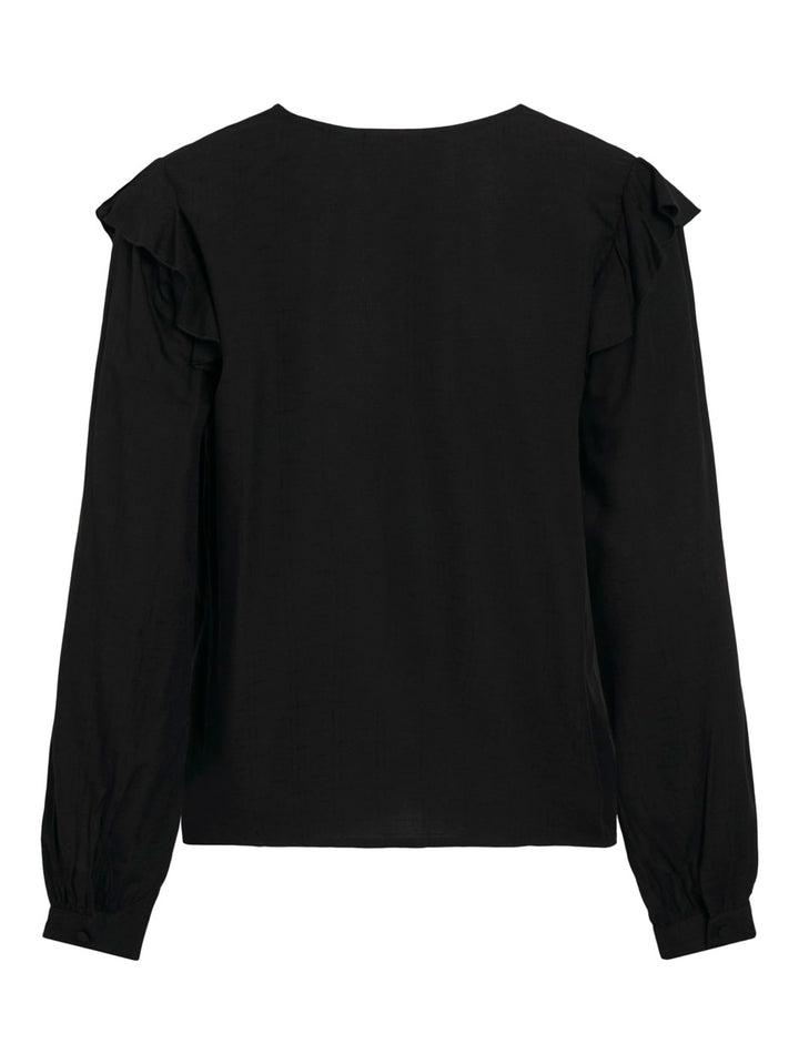 Videstina V-neck Ls Top - Zwart