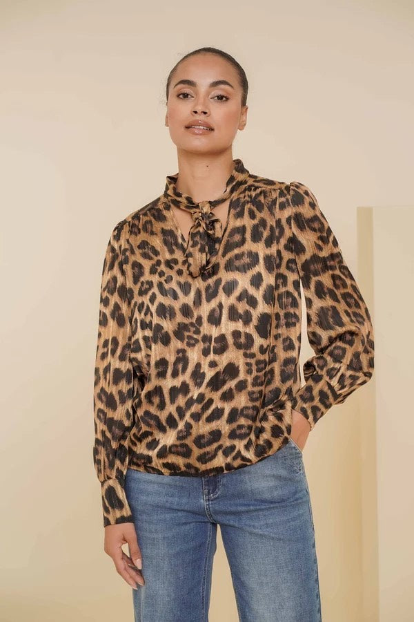 Animal Print Blouse - Zwart