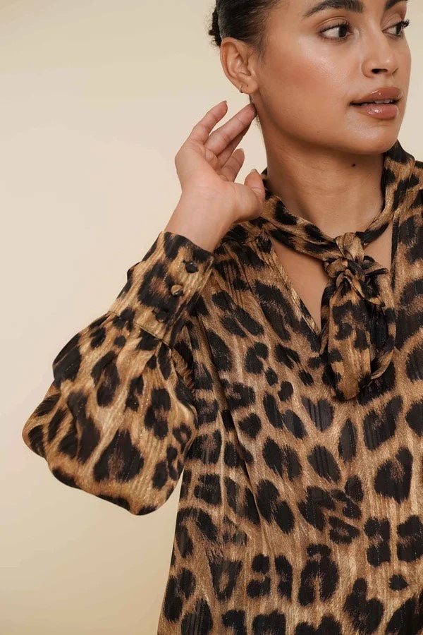 Animal Print Blouse - Zwart