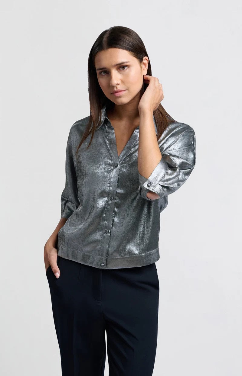 Metallic Batwing Blouse - Antraciet