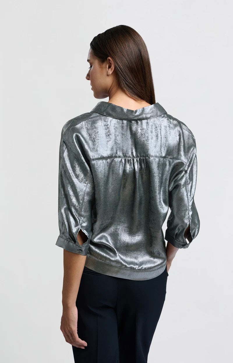 Metallic Batwing Blouse - Antraciet