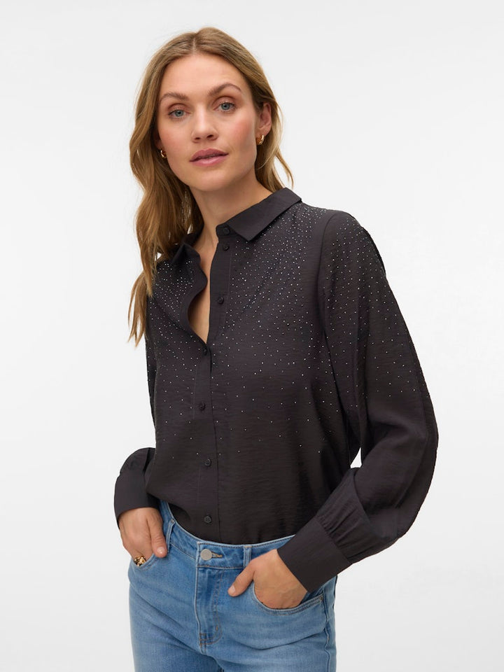 Vmherdis Ls Shirt Wvn Btq Ga - Antraciet