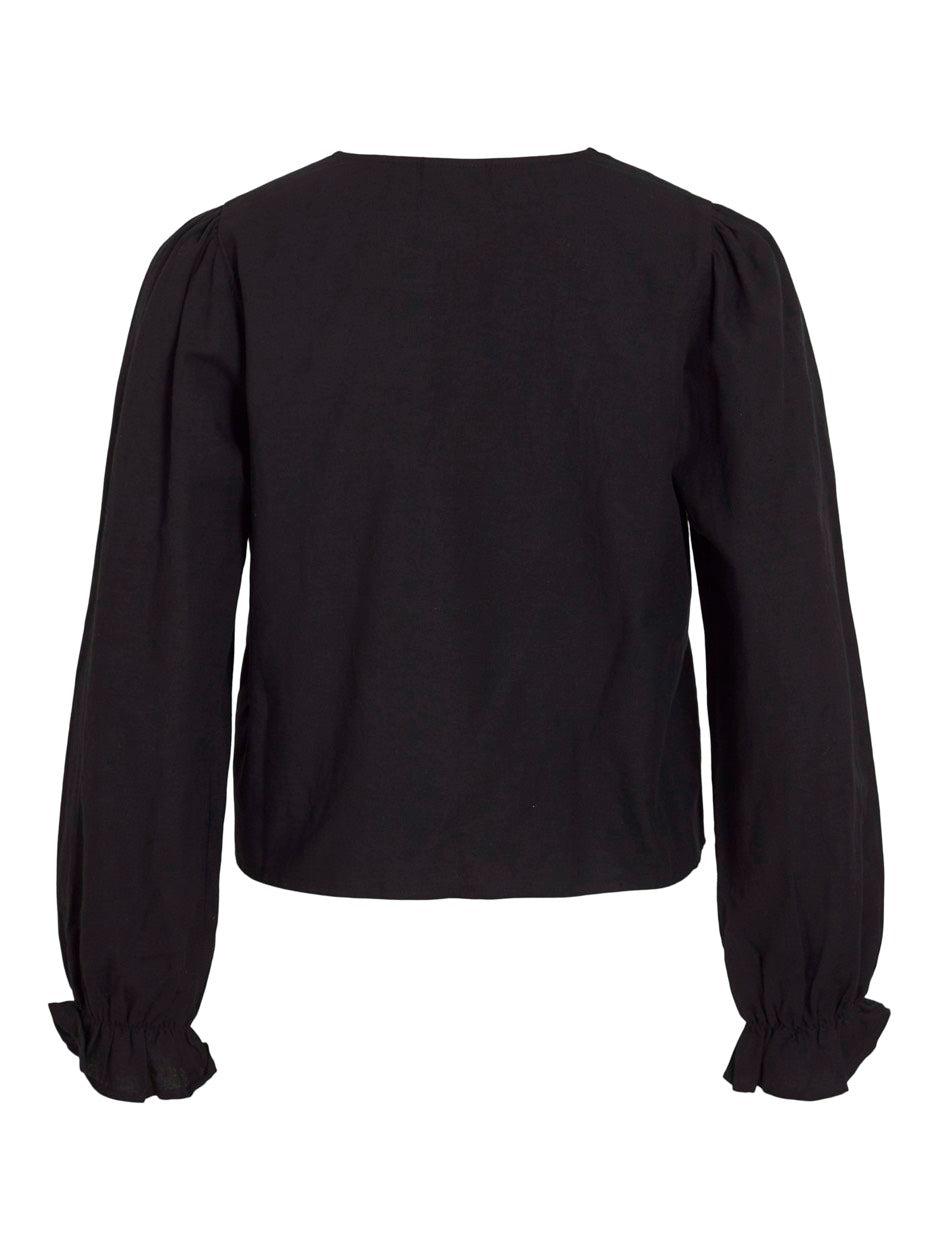 Vipolene V-neck L/s Top/bfs - Zwart Dessin