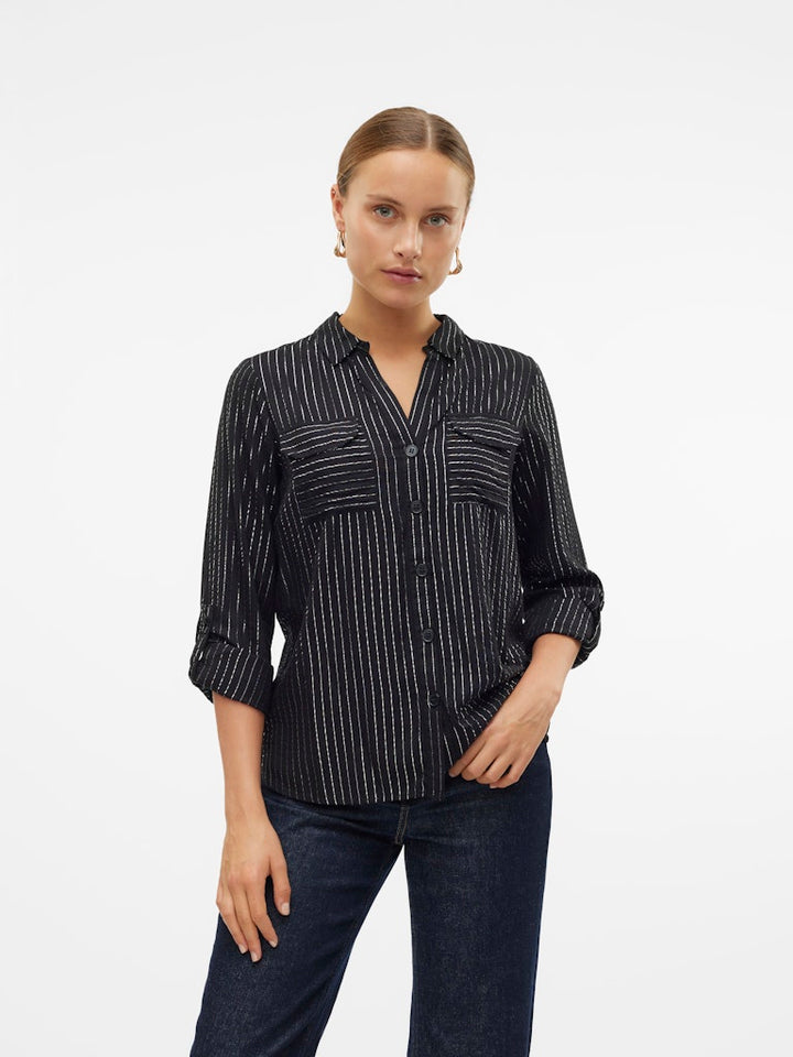 Vmbumpy Ls Glitter Shirt Wvn Ga Noos - Zwart Dessin