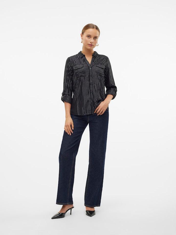 Vmbumpy Ls Glitter Shirt Wvn Ga Noos - Zwart Dessin