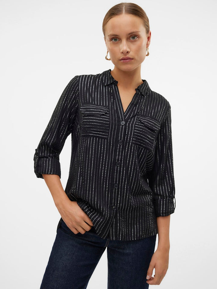 Vmbumpy Ls Glitter Shirt Wvn Ga Noos - Zwart Dessin