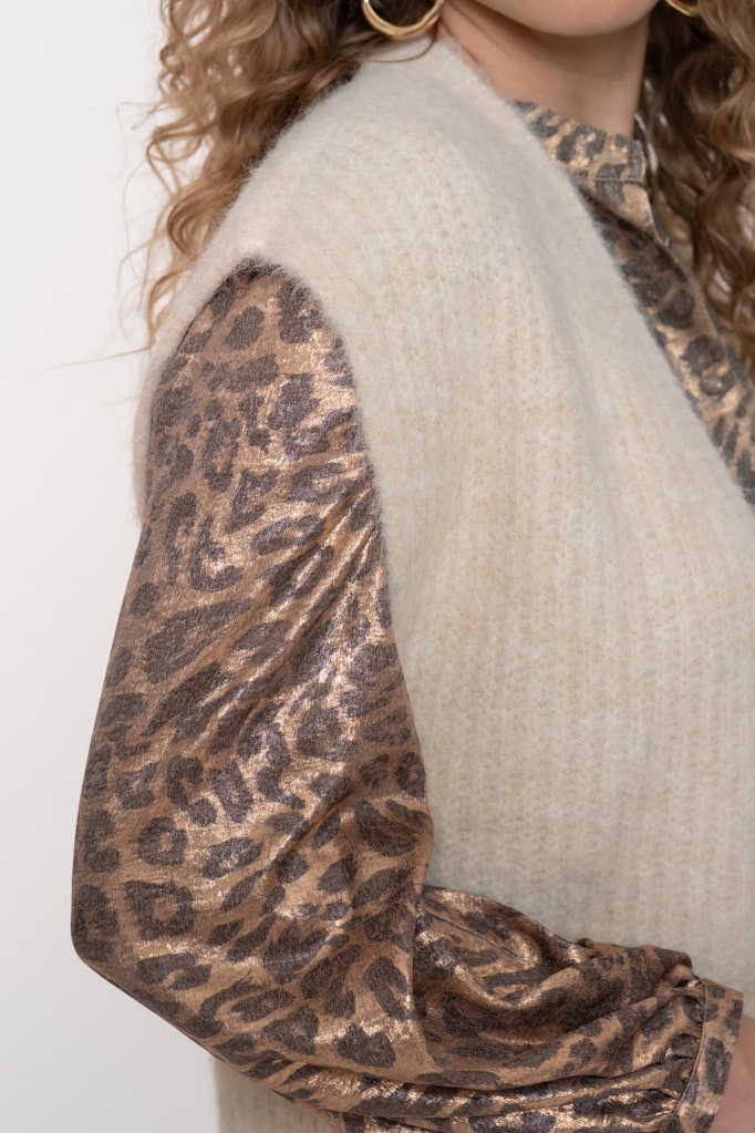 Blouse Velvet Look Leopard - Goudkleurig