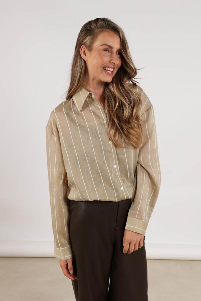Iris Blouse Stripe - Goudkleurig