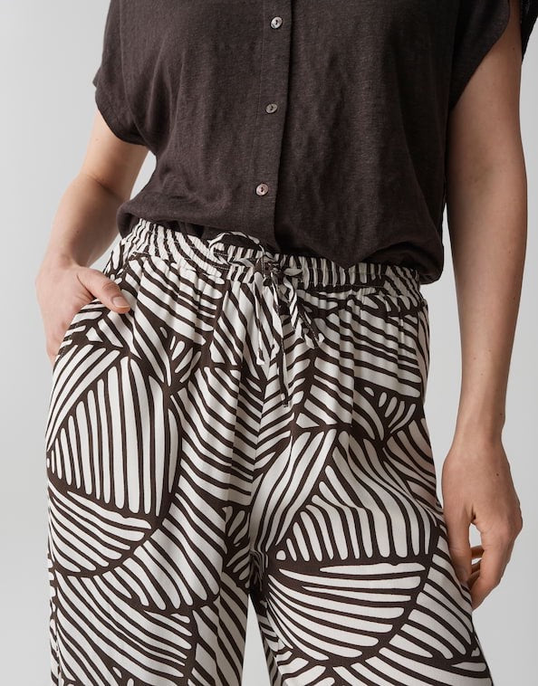 Opus Marou botanical lange broek dames bruin dessin