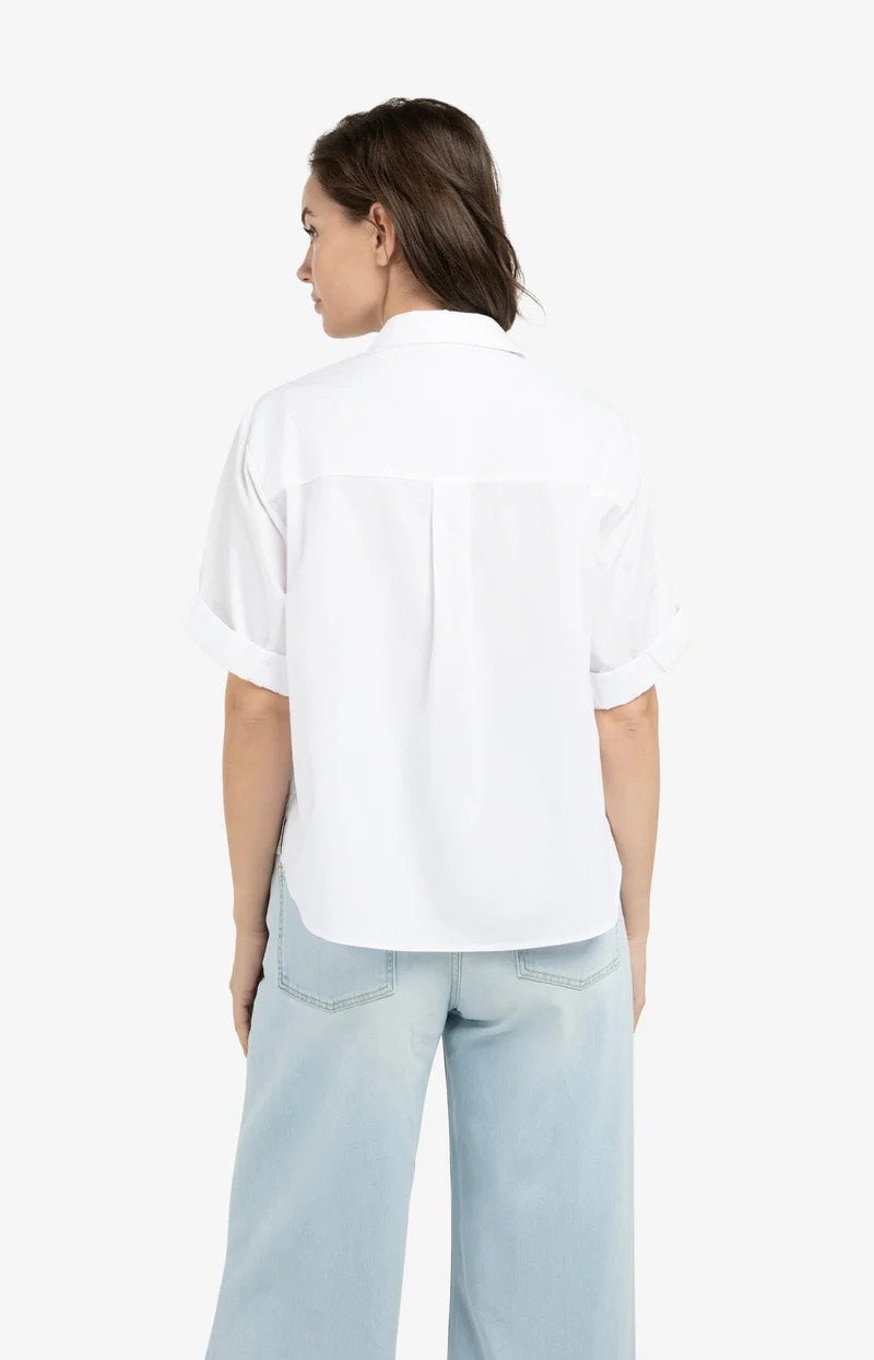 Blouse Met Omgeslagen Mouwen - Off-white