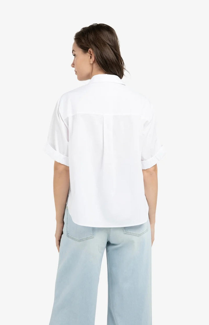 Blouse Met Omgeslagen Mouwen - Off-white