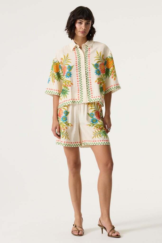 Garcia - Korte mouw blouses - 4319.08.0007 - Ecru Dessin