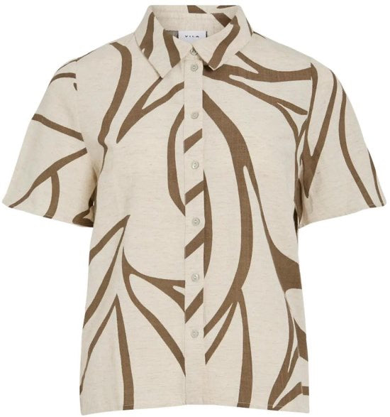 Viprisilla S/s Shirt - Ecru Dessin