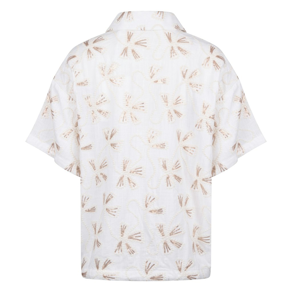 Britt Blouse Embroidery - Ecru Dessin