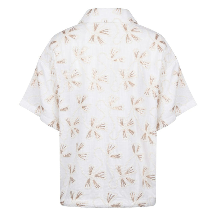Britt Blouse Embroidery - Ecru Dessin