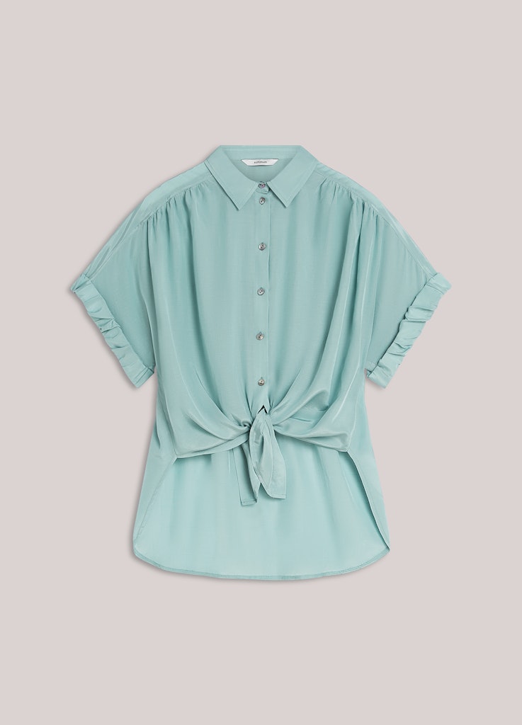 Blouse Short Sleeves Viscose Cotton - Lichtblauw