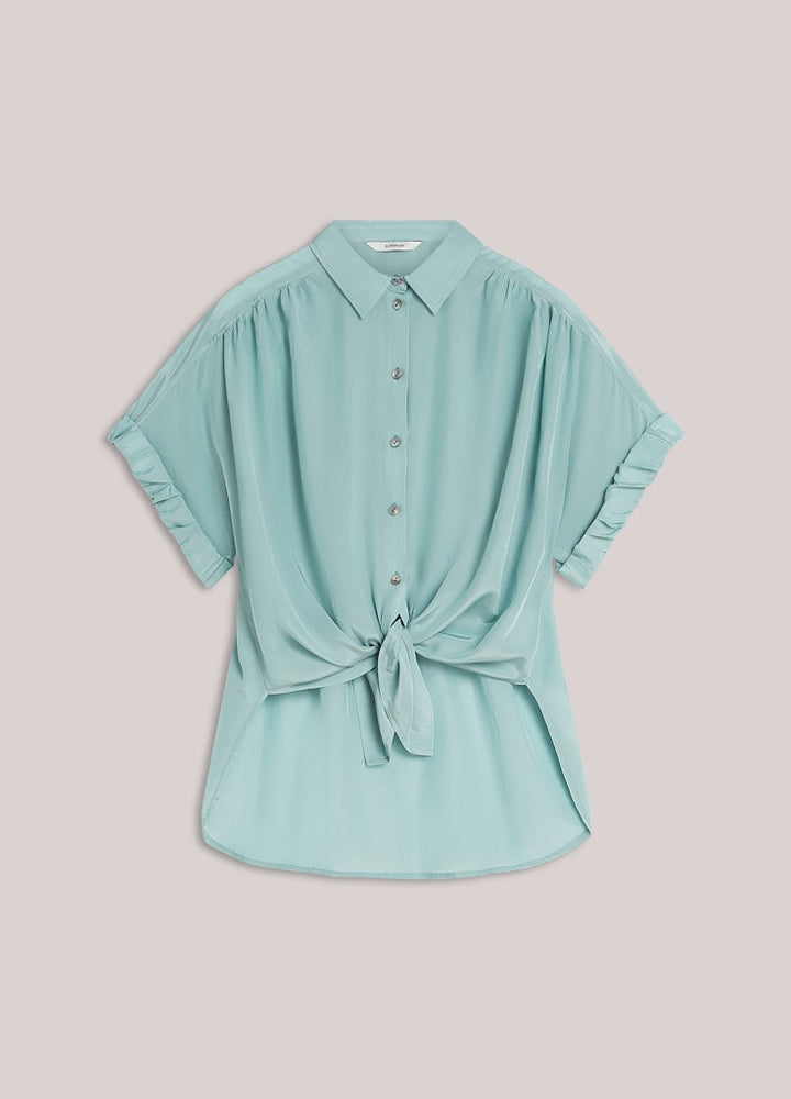 Blouse Short Sleeves Viscose Cotton - Lichtblauw