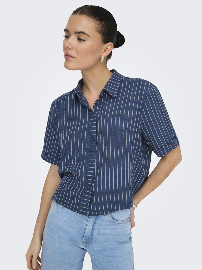 Jdypower S/s Short Shirt Wvn Noos - Blauw Dessin
