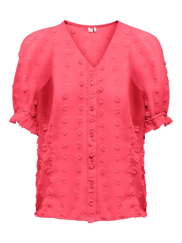 Onlpixi Dobby Life Ss Frill Top Wvn - Fuchsia