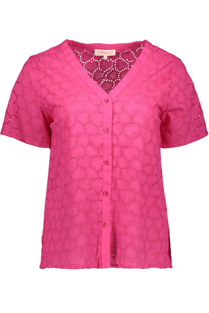 Onlkally Heart Ss Shirt Wvn Cs - Fuchsia