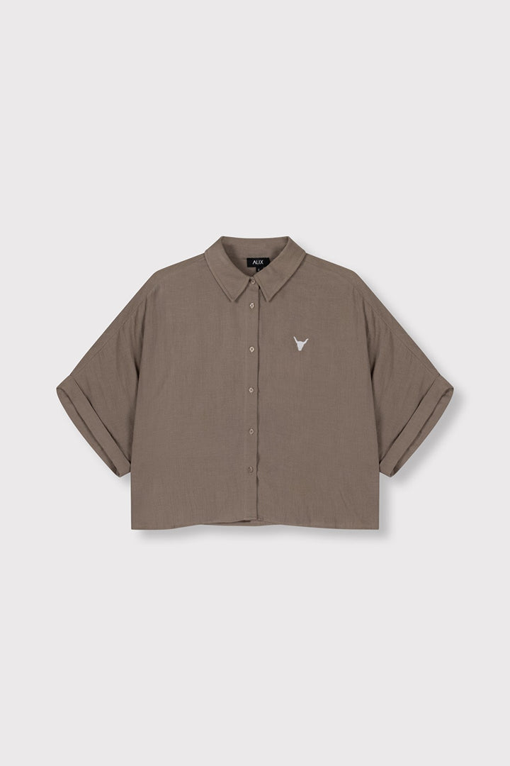 Overzised Crincle Blouse - Taupe
