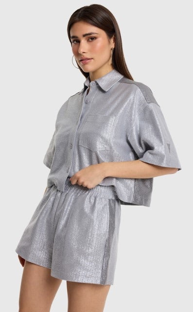 Foile Cropped Blouse - Zilverkleurig