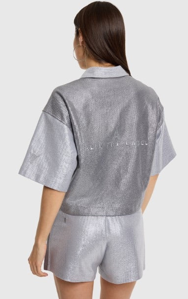 Foile Cropped Blouse - Zilverkleurig