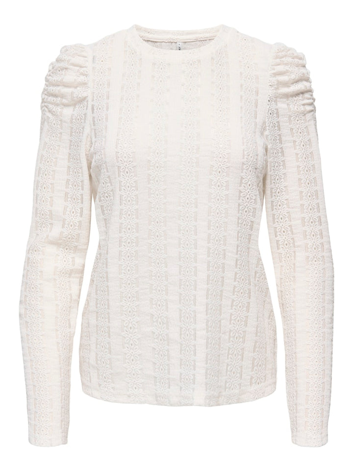 Onlmelanie L/s O-neck Top Jrs - Ecru