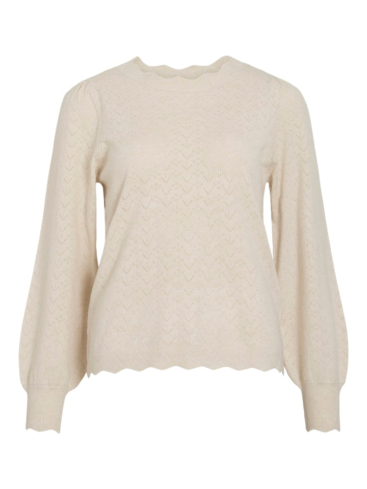 Viemi O-neck L/s Knit Top/tes - Beige