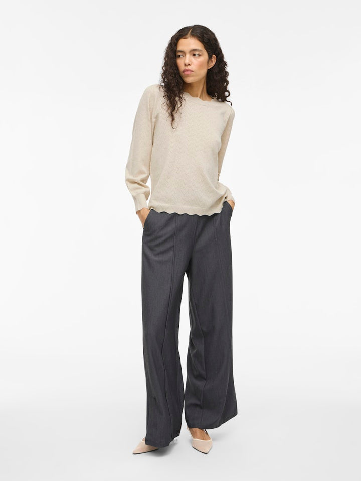 Viemi O-neck L/s Knit Top/tes - Beige