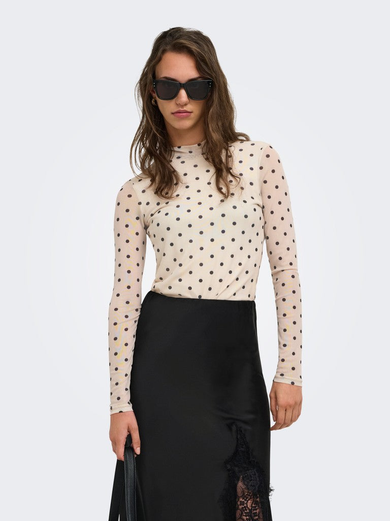 Onlerica Mesh L/s Top Jrs Noos - Ecru Dessin