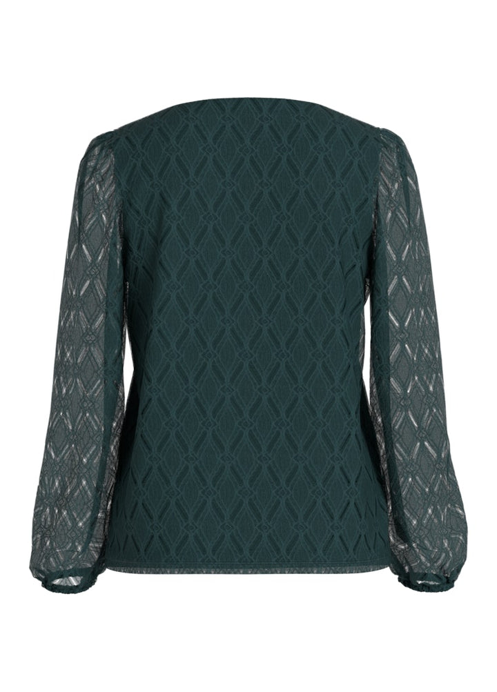 Vifero V-neck L/s Top/dfs/pb - Donkergroen