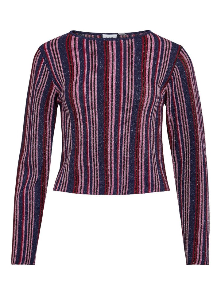 Vimelvina Boatneck L/s Knit Top - Blauw Dessin