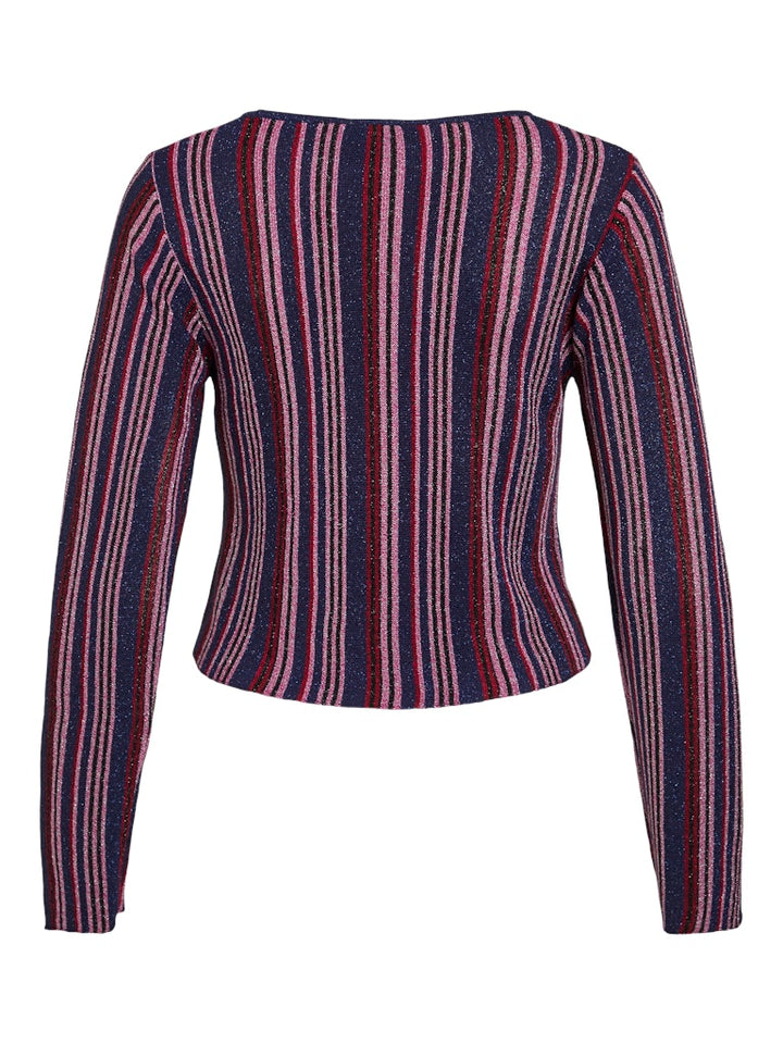 Vimelvina Boatneck L/s Knit Top - Blauw Dessin