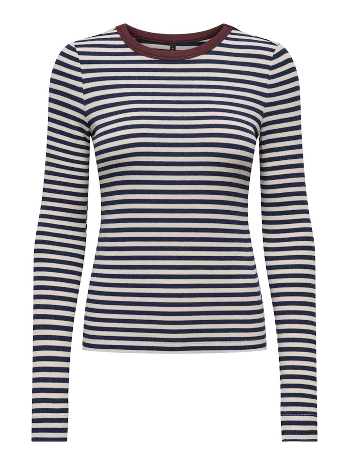 Onlelene L/s Fitted Top Jrs - Blauw Dessin