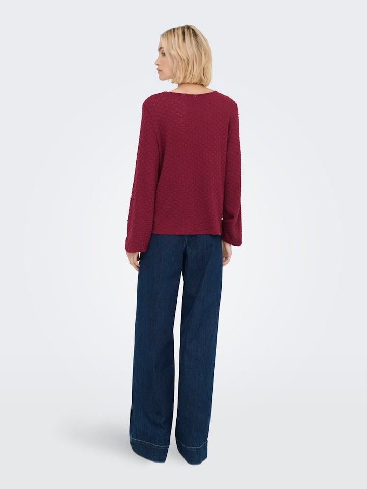 Onlbelle Life L/s Top Jrs - Wijnrood